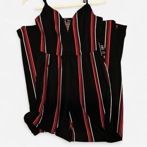 Express Black Jumpsuit with Red and White Stripes